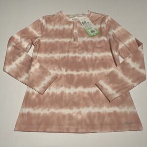 Prince Girls Tennis Shirt M Pink Wave Long‎ Sleeve UPF 30 Wicking Top Athletic
